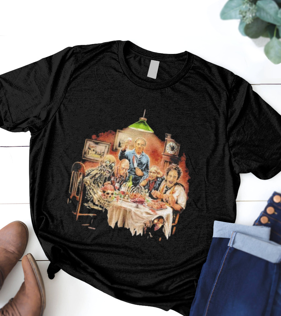 Cannibal Thanksgiving Horror Dinner With Skeletons And Monsters T-Shirt