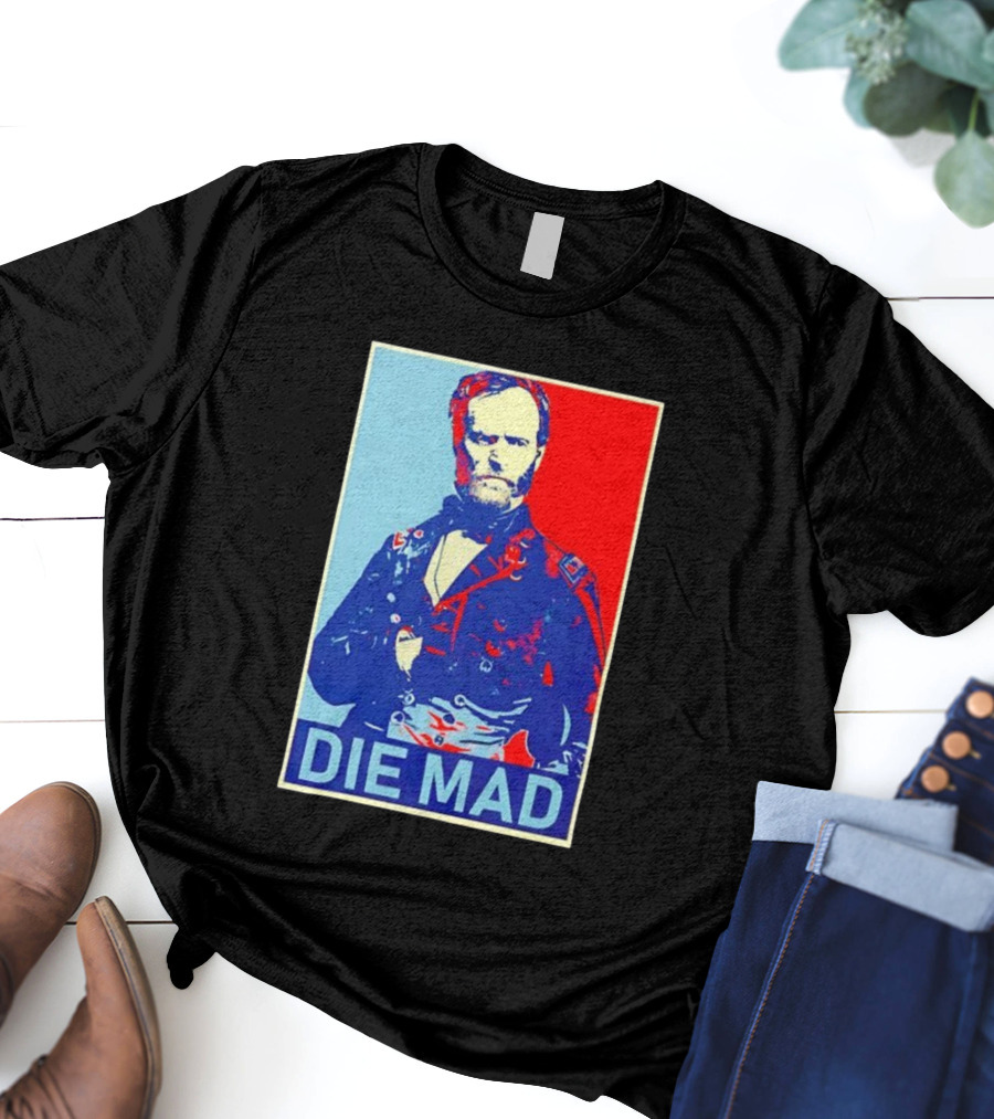 Die Mad Sherman Essential Bold Political Art Red Blue Portrait T-Shirt