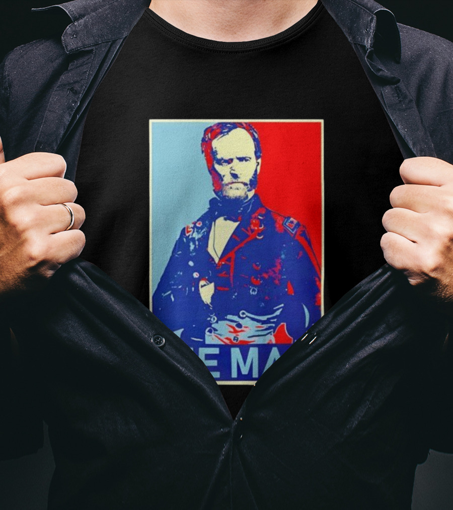 Die Mad Sherman Essential Bold Political Art Red Blue Portrait T-Shirt