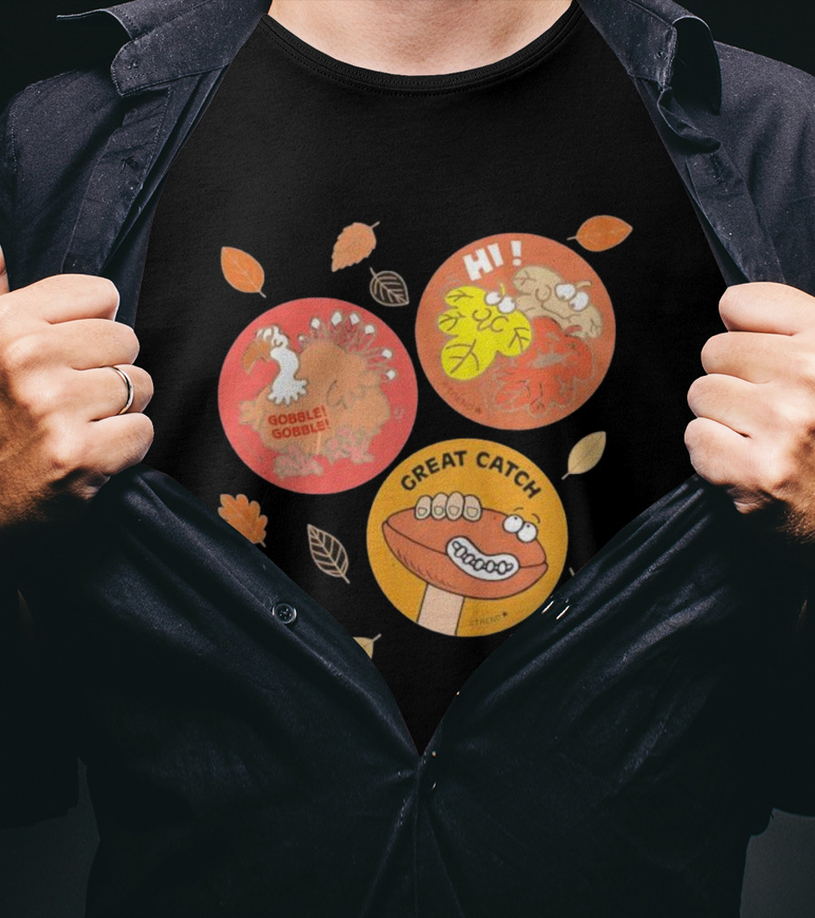 Fall Trio Gobble Gobble Great Catch Leafy Hi T-Shirt