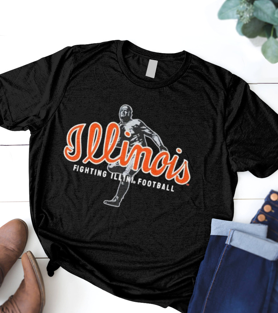Fighting Illini Illinois Football Vintage Player Icon T-Shirt