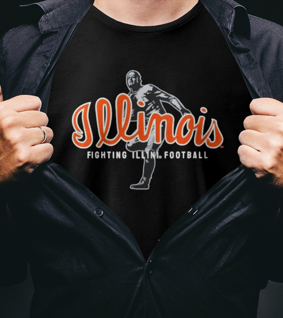 Fighting Illini Illinois Football Vintage Player Icon T-Shirt
