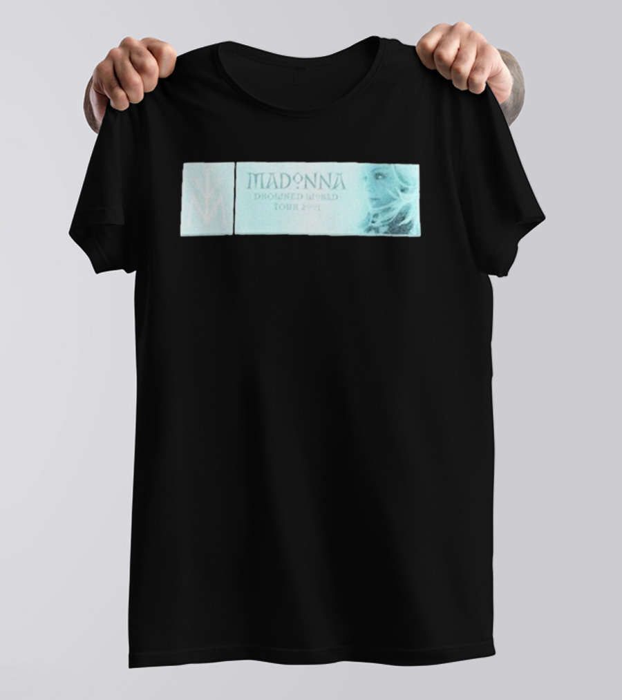 Madonna Drowned World Tour 2001 Blue Aesthetic Album Art T-Shirt