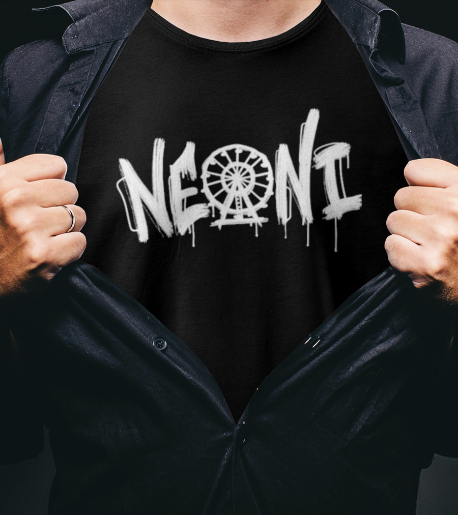 Neoni Ferris Wheel Dripping Graffiti Style Text T-Shirt