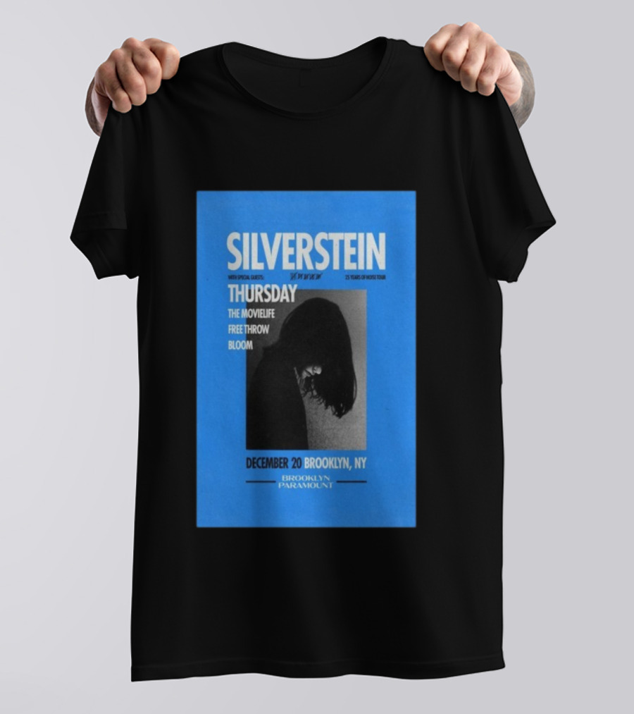 Silverstein 25 Years Of Noise Tour Brooklyn Paramount December 20 Thursday With Special Guests The Movielife Free Throw Bloom T-Shirt