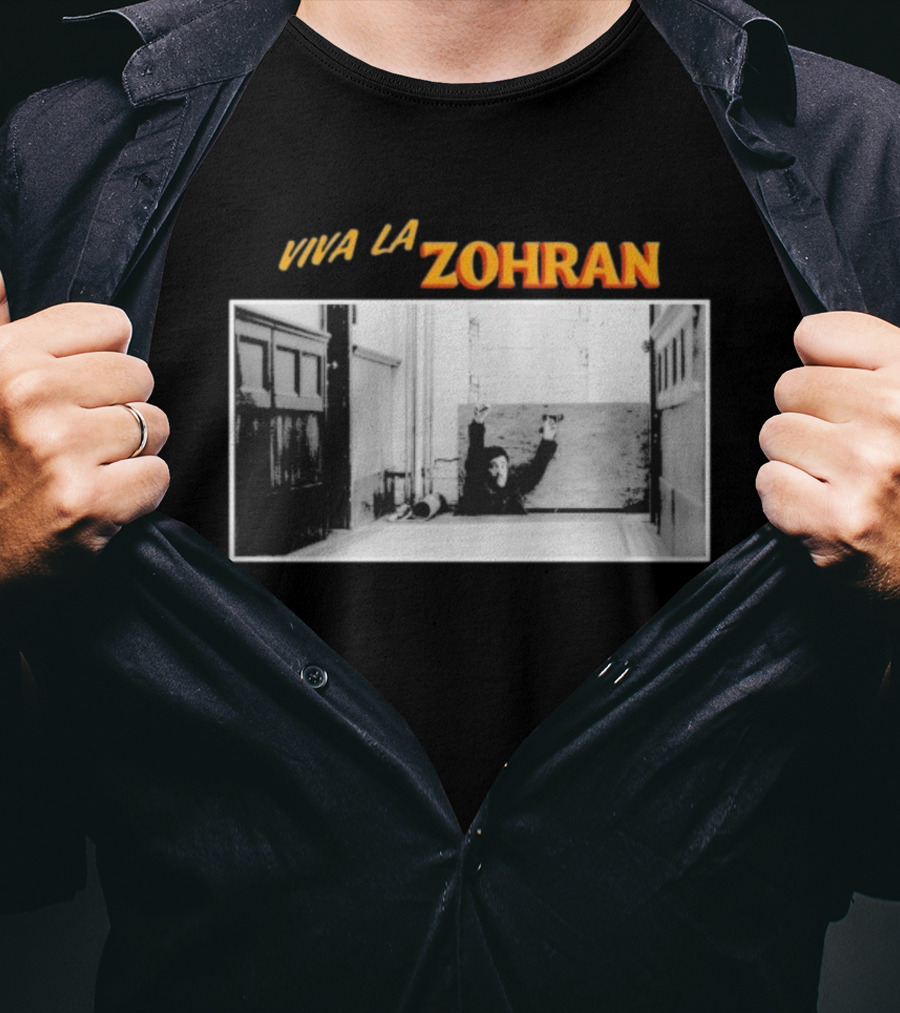 Viva La Zohran Zohran Mamdani Black And White Hallway Enthusiastic Expression T-Shirt