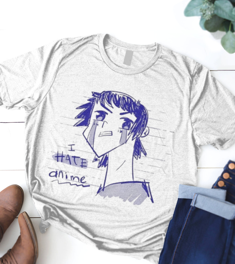 I Hate Anime Blue Sketch Jess Rojo T-Shirt