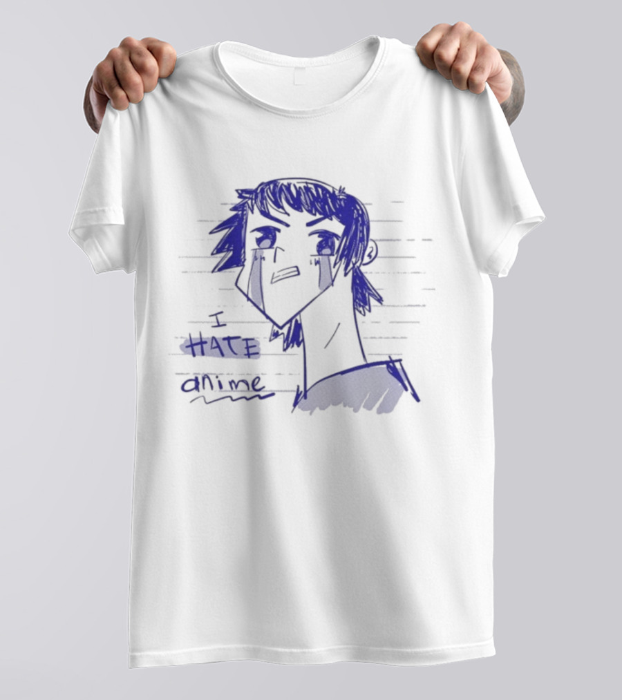 I Hate Anime Blue Sketch Jess Rojo T-Shirt