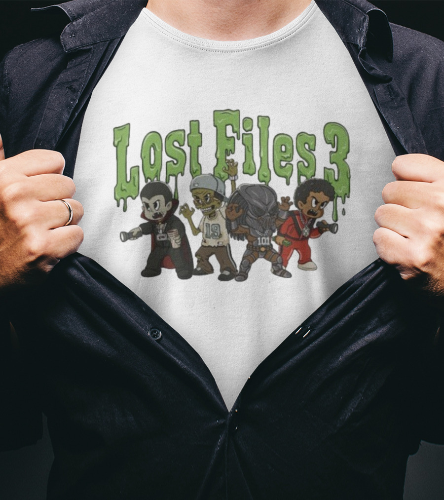 Lost Files 3 Characters With Vampire Zombie Alien Costumes T-Shirt