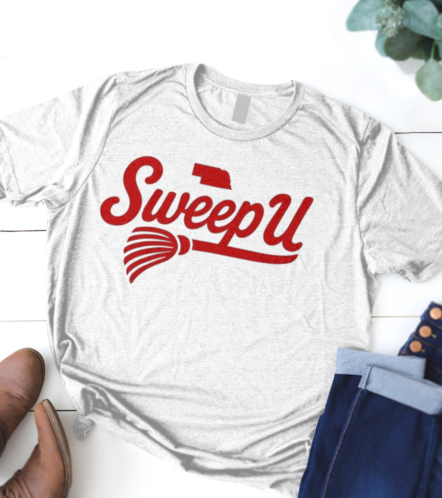 Sweep U Nebraska Cornhuskers Volleyball Broom Logo T-Shirt