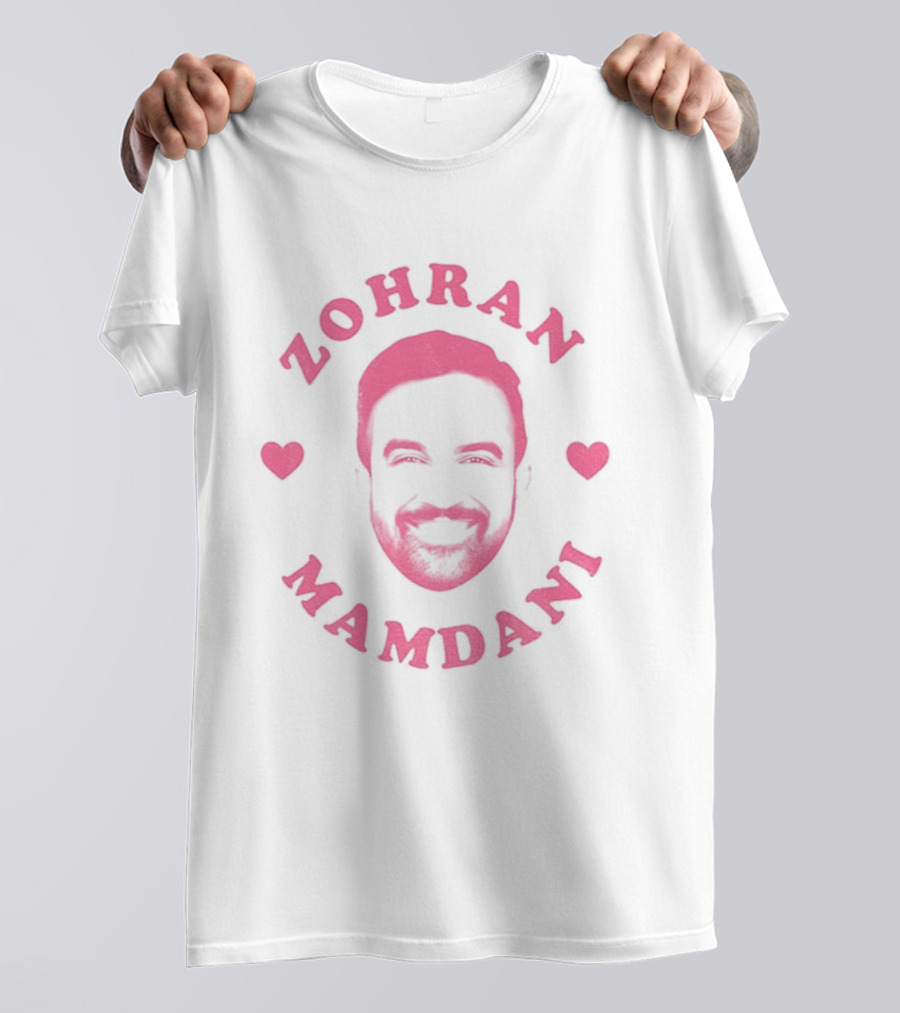 Zohran Mamdani Pink Heart NYC Mayor 2025 Political Campaign T-Shirt