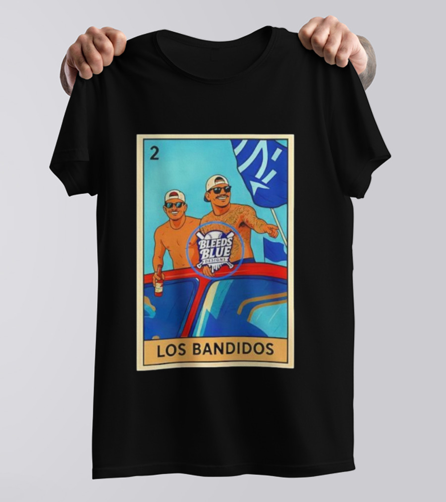 Dodgers Los Bandidos Loteria Card Bleeds Blue Designs T-Shirt