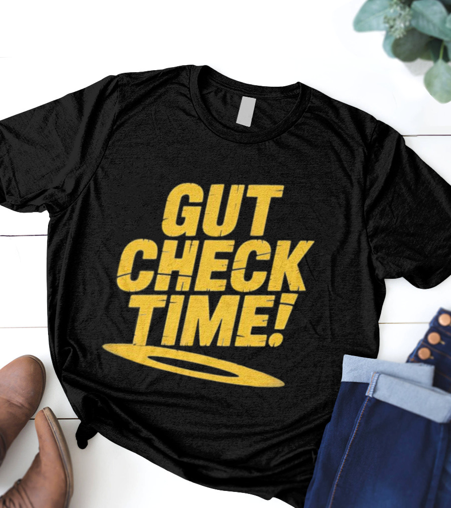 Mike Mondo Gut Check Time Bold Yellow Text Motivation T-Shirt