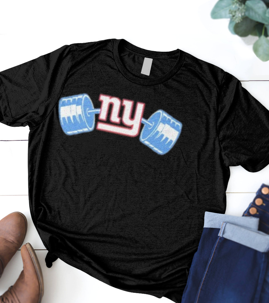 Daniel Jones New York Giants NY Barbell Icon T-Shirt