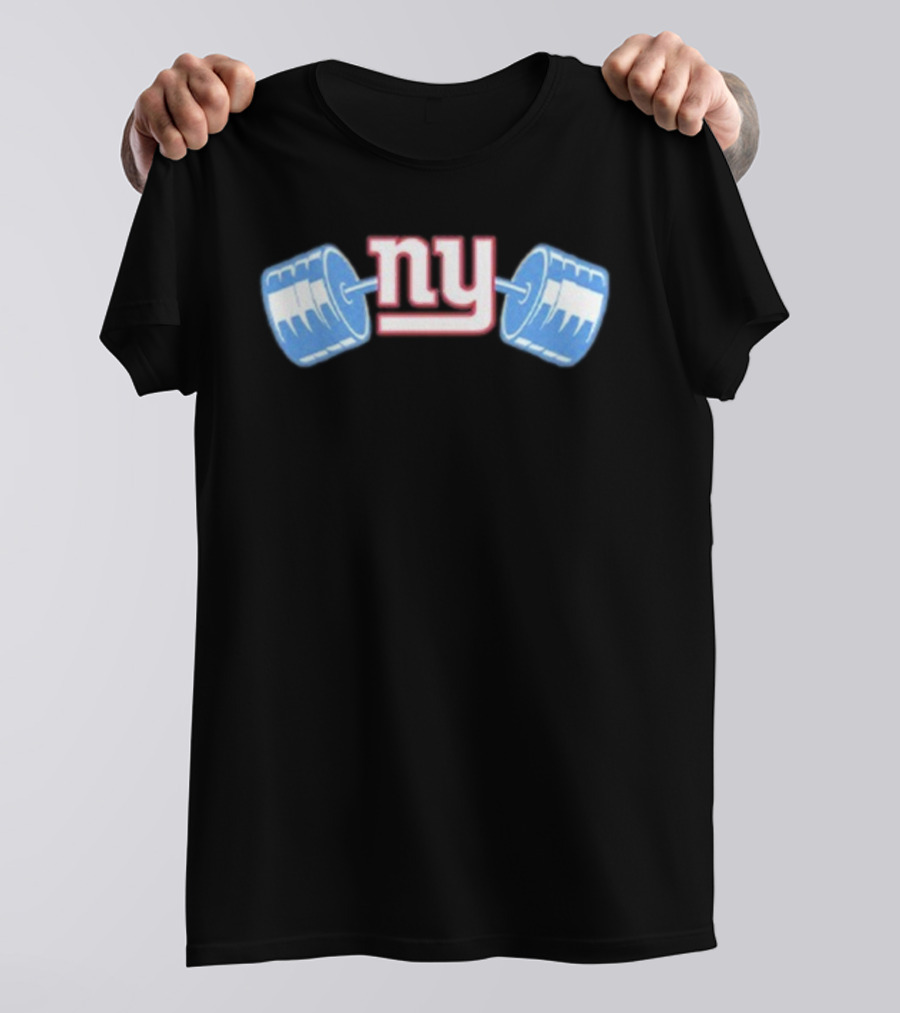 Daniel Jones New York Giants NY Barbell Icon T-Shirt