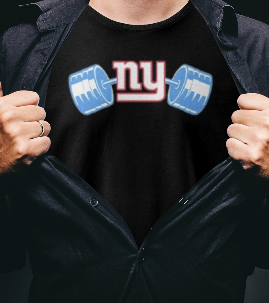 Daniel Jones New York Giants NY Barbell Icon T-Shirt