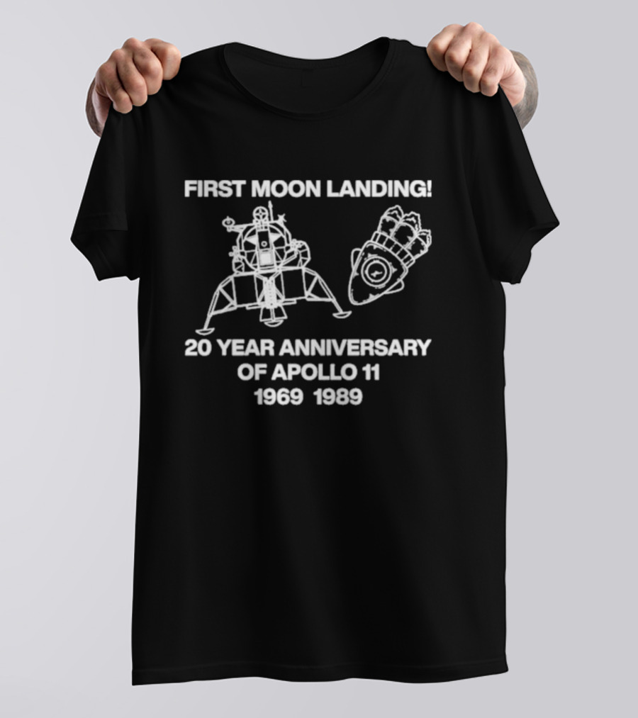 First Moon Landing 20 Year Anniversary Of Apollo 11 1969 1989 Lunar Module Design T-Shirt