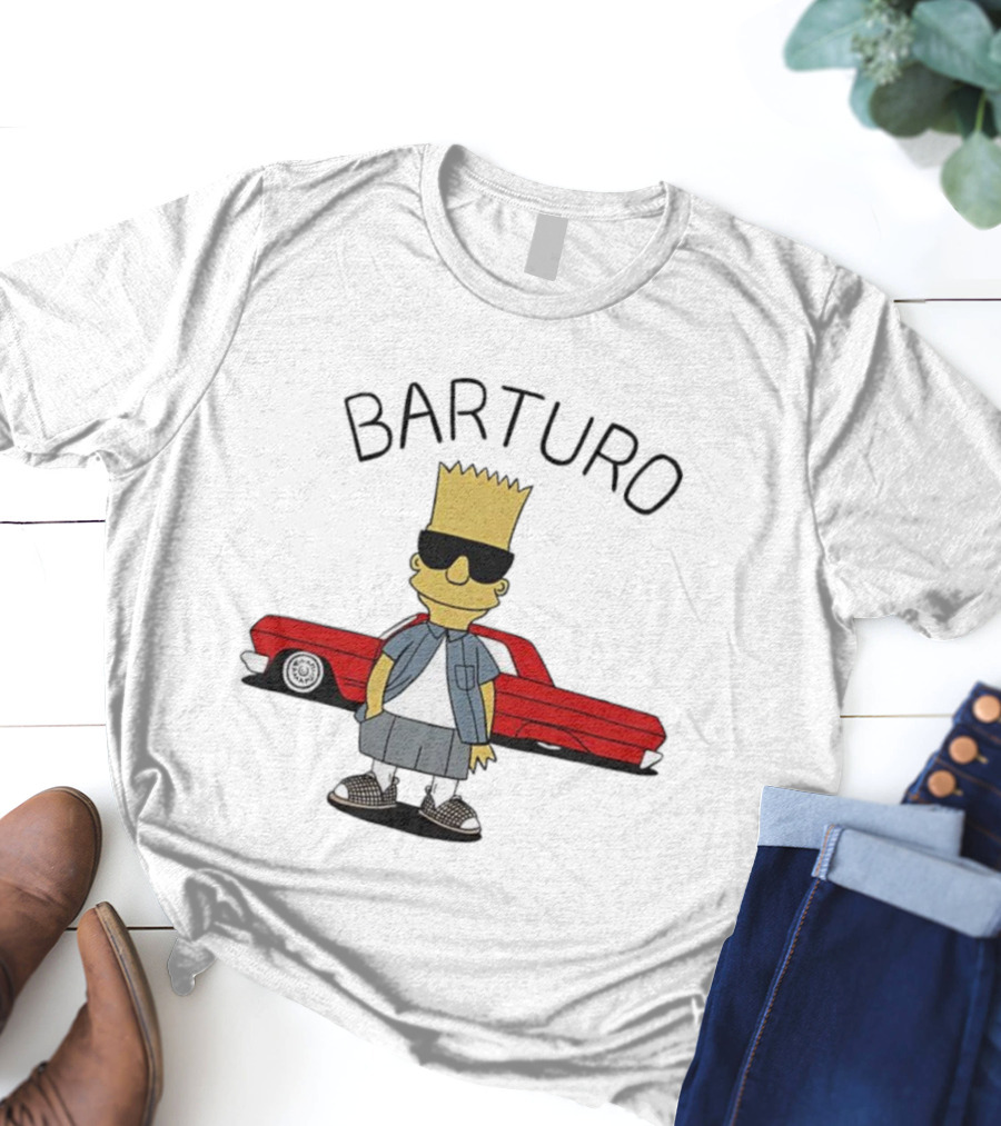 BARTURO Bart Simpson Red Car Iconic Character Parody T-Shirt