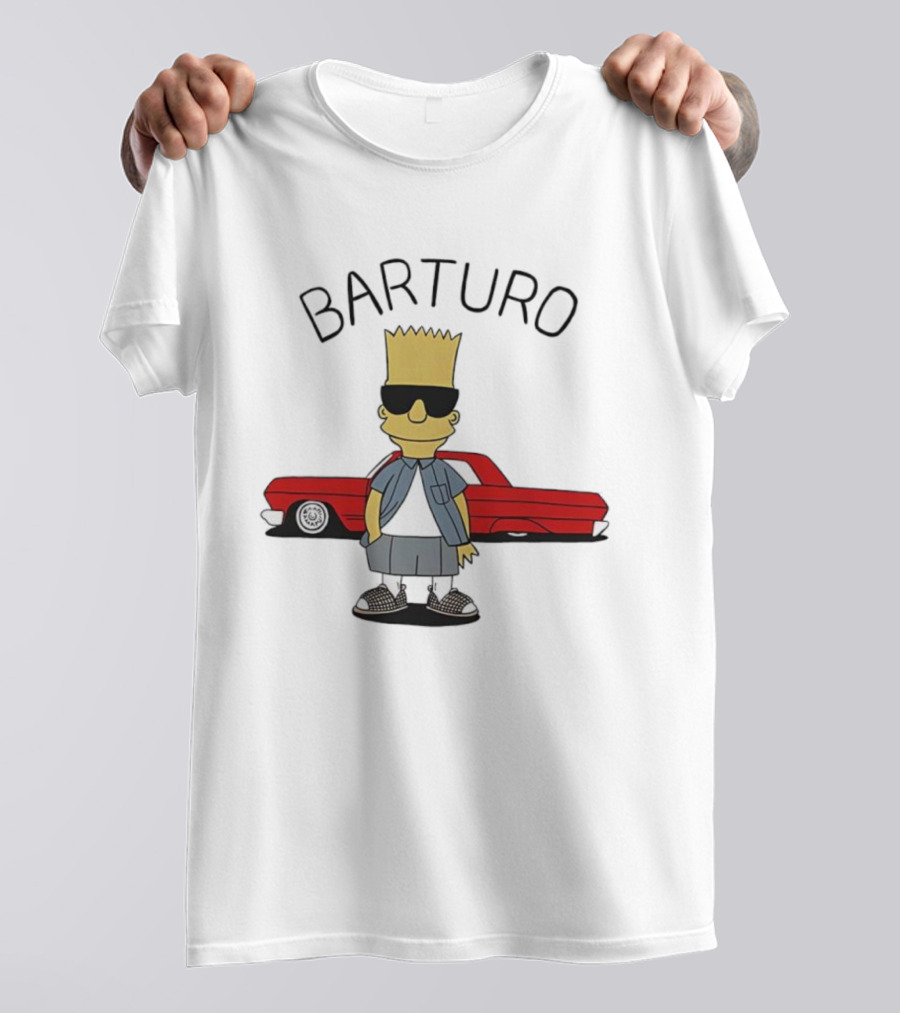 BARTURO Bart Simpson Red Car Iconic Character Parody T-Shirt