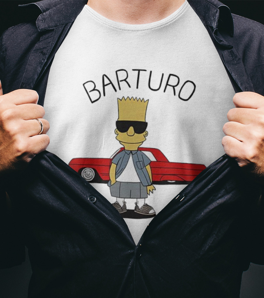 BARTURO Bart Simpson Red Car Iconic Character Parody T-Shirt