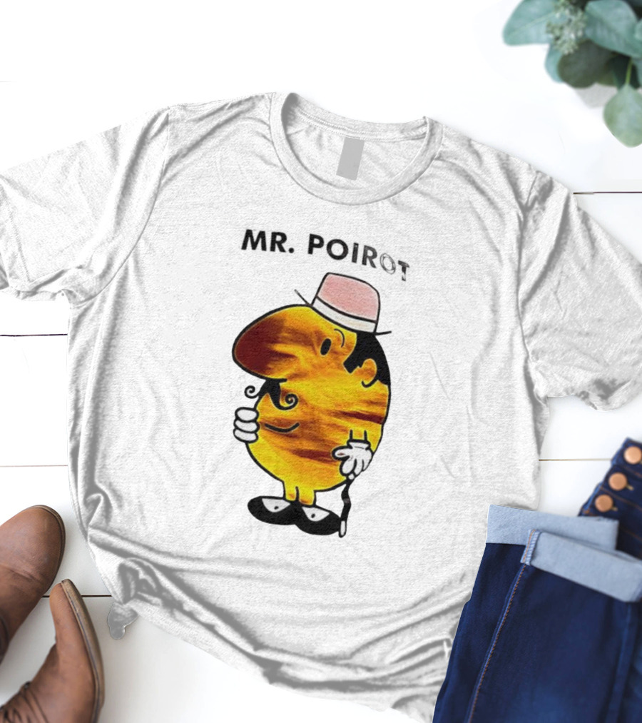 Hercule Poirot Cartoon Character With Pink Bowler Hat T-Shirt