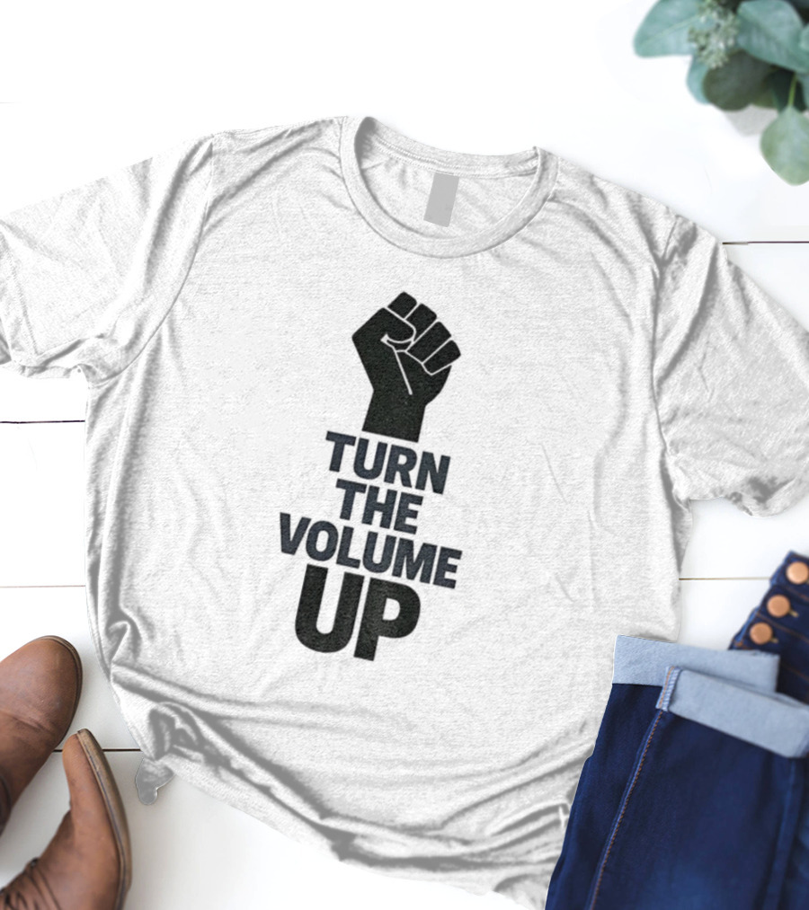 Turn The Volume Up Zohran Mamdani Four Words Baby Raised Fist Symbol T-Shirt