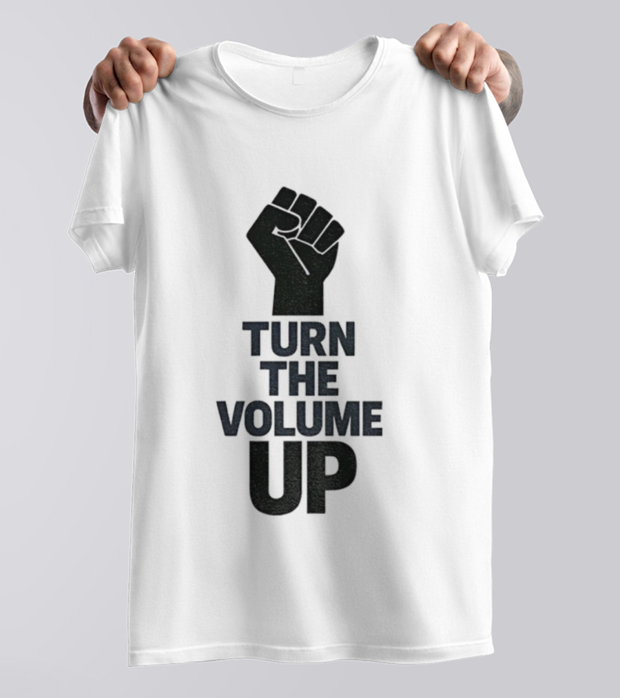 Turn The Volume Up Zohran Mamdani Four Words Baby Raised Fist Symbol T-Shirt