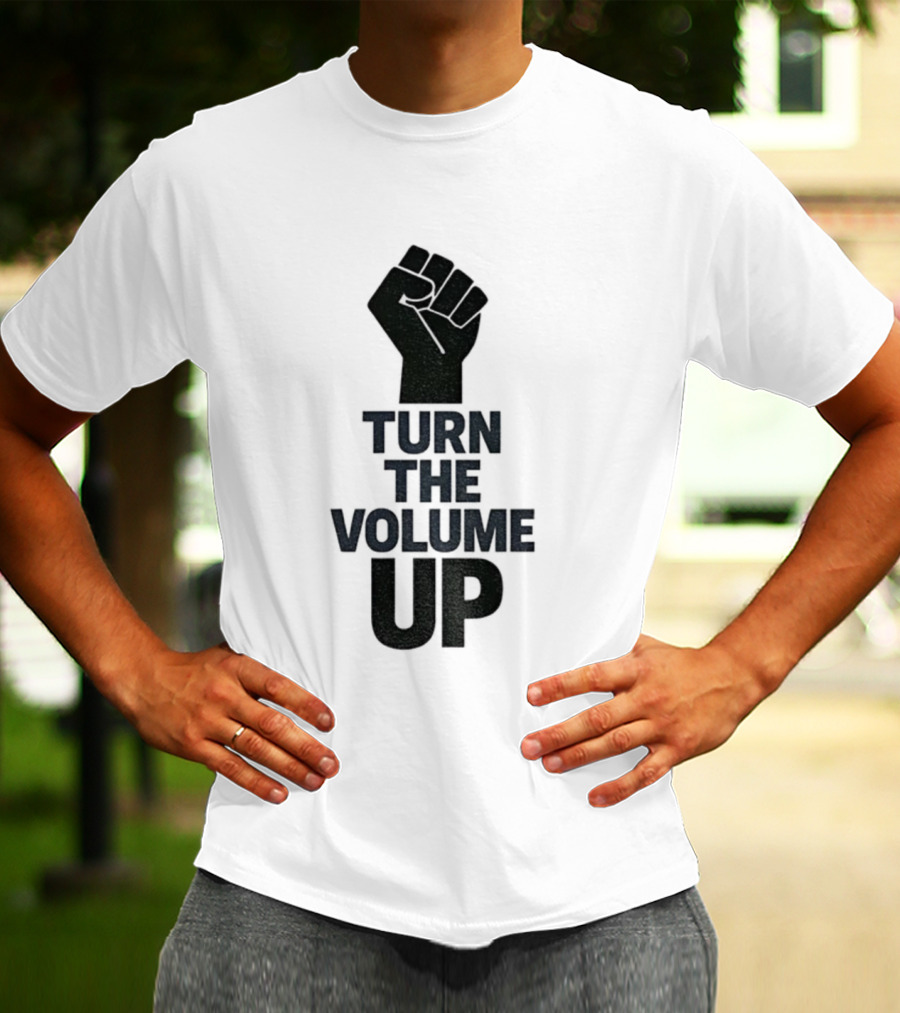 Turn The Volume Up Zohran Mamdani Four Words Baby Raised Fist Symbol T-Shirt