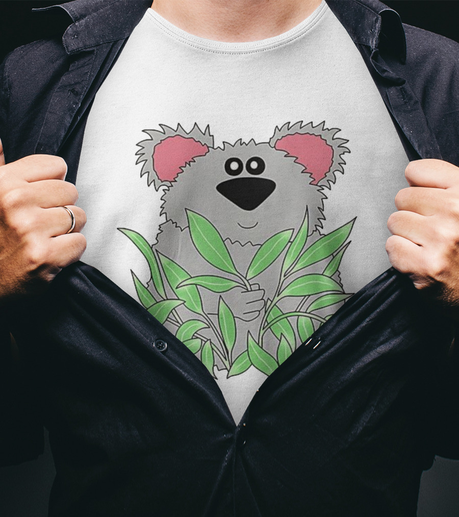 Thrifted Koala Cecile Caldwell Cute Cartoon Koala With Green Leaves T-Shirt