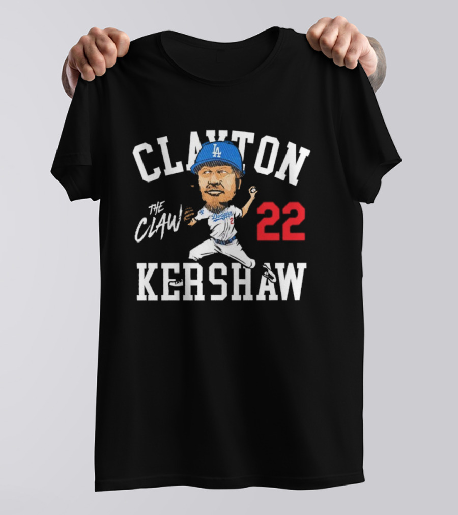Clayton Kershaw Los Angeles Dodgers The Claw Cartoon 22 T-Shirt