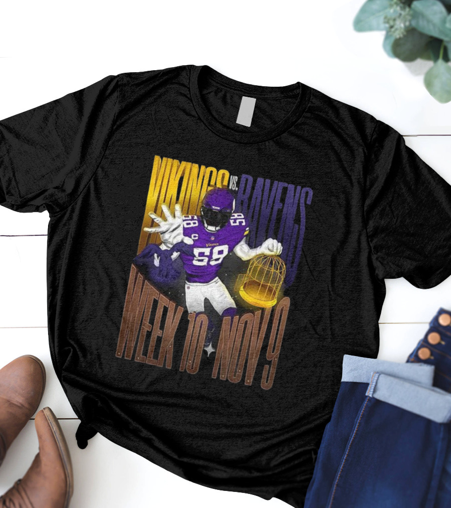 Vikings Vs Ravens Week 10 Nov 9 Football Matchup 58 T-Shirt