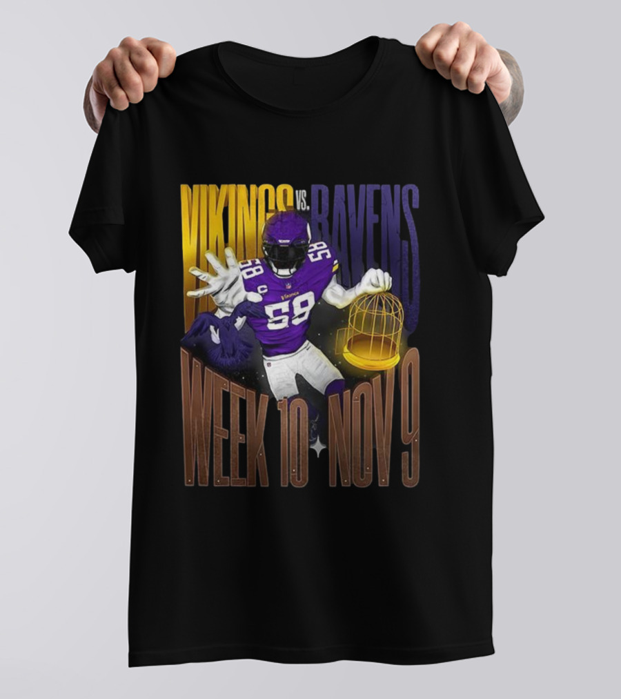 Vikings Vs Ravens Week 10 Nov 9 Football Matchup 58 T-Shirt