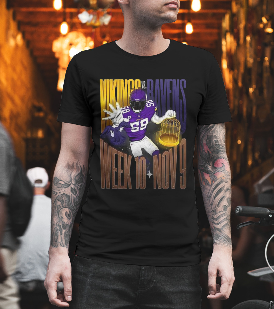 Vikings Vs Ravens Week 10 Nov 9 Football Matchup 58 T-Shirt
