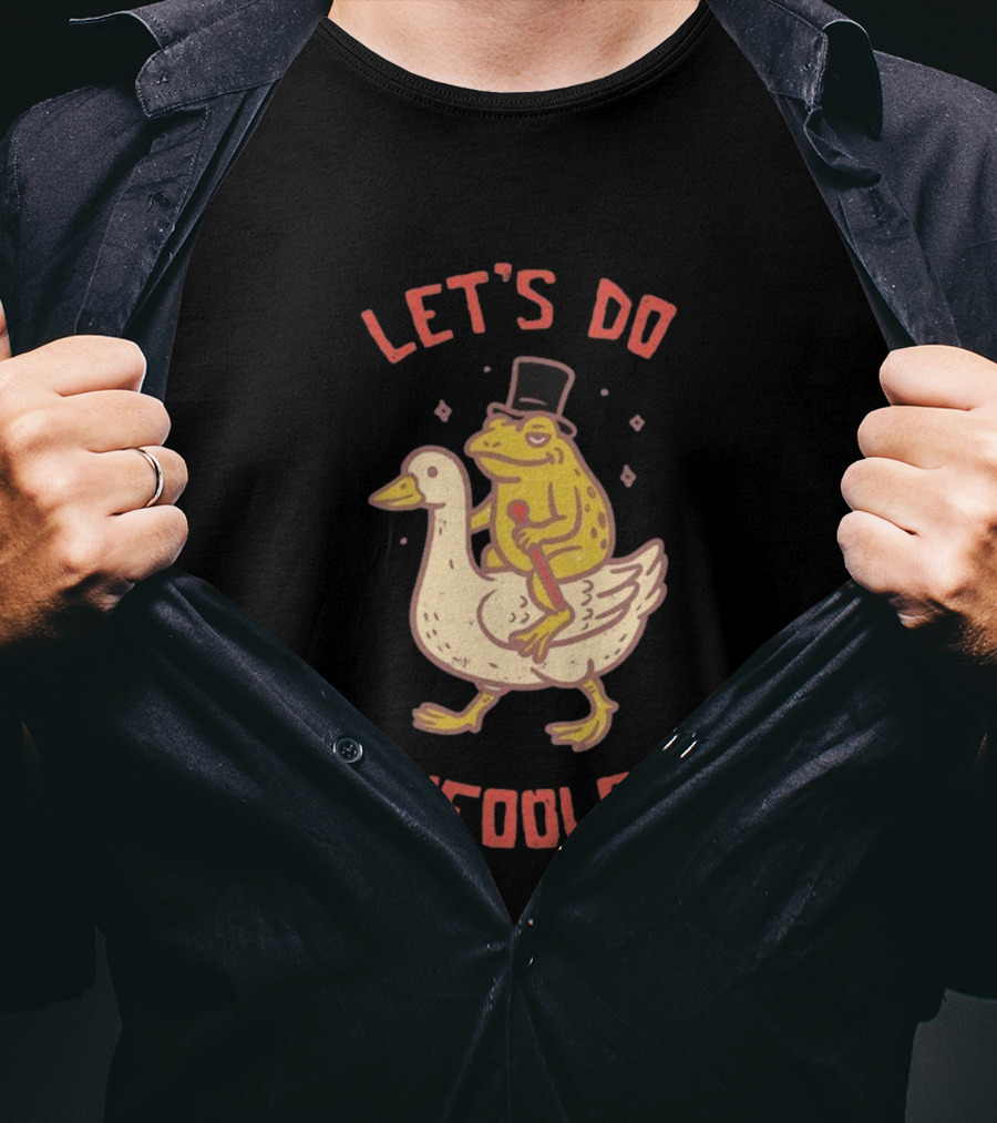 Let's Do Tomfoolery Frog Riding Goose Top Hat Cane T-Shirt