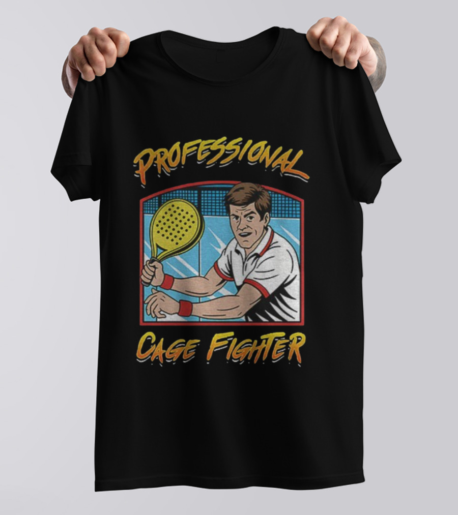 PROFESSIONAL CAGE FIGHTER PADEL Tennis Player Retro Style T-Shirt