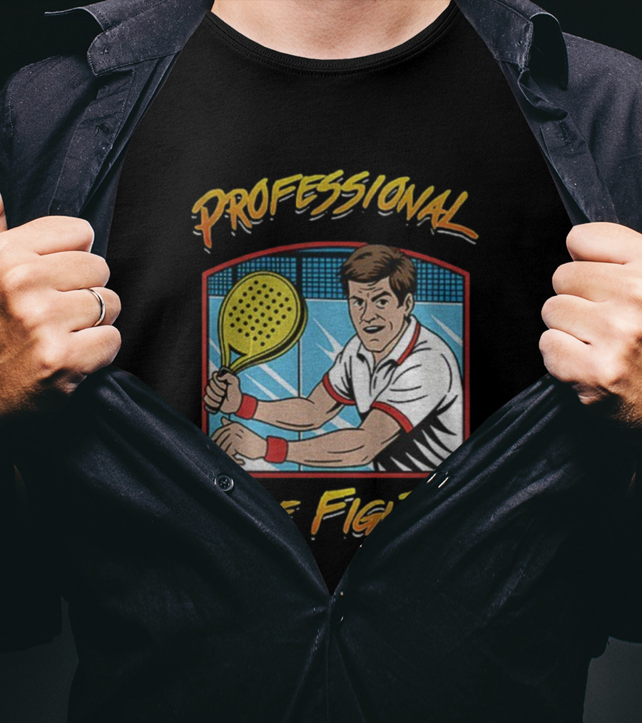 PROFESSIONAL CAGE FIGHTER PADEL Tennis Player Retro Style T-Shirt
