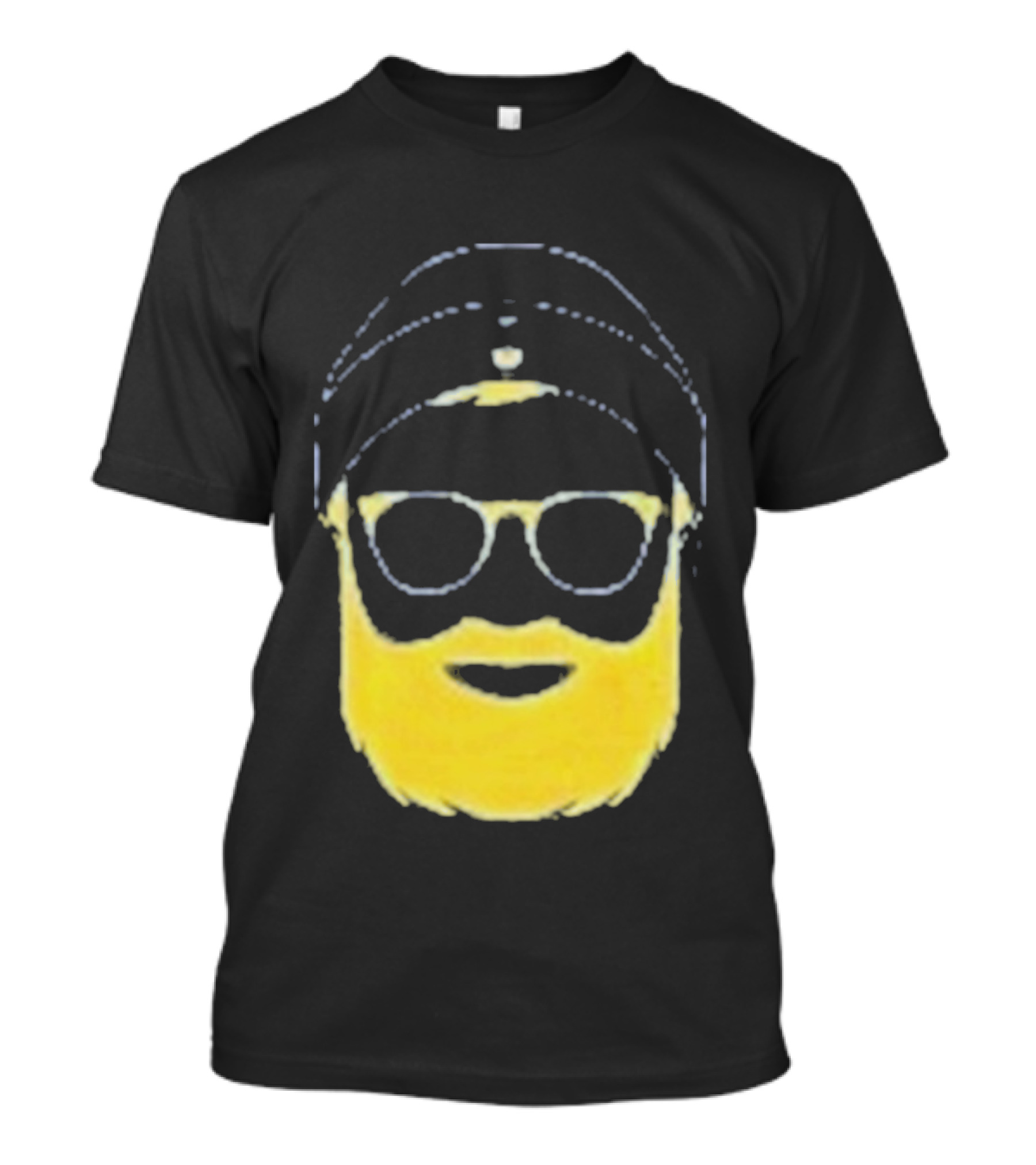 Letterman Beard Glasses Beanie Icon Sketch T-Shirt