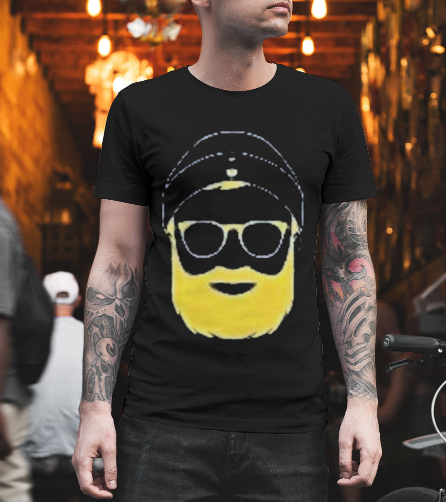 Letterman Beard Glasses Beanie Icon Sketch T-Shirt