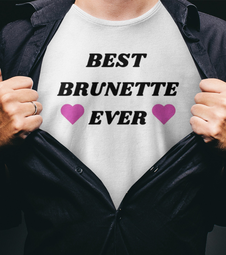 Best Brunette Ever Pink Heart Text T-Shirt