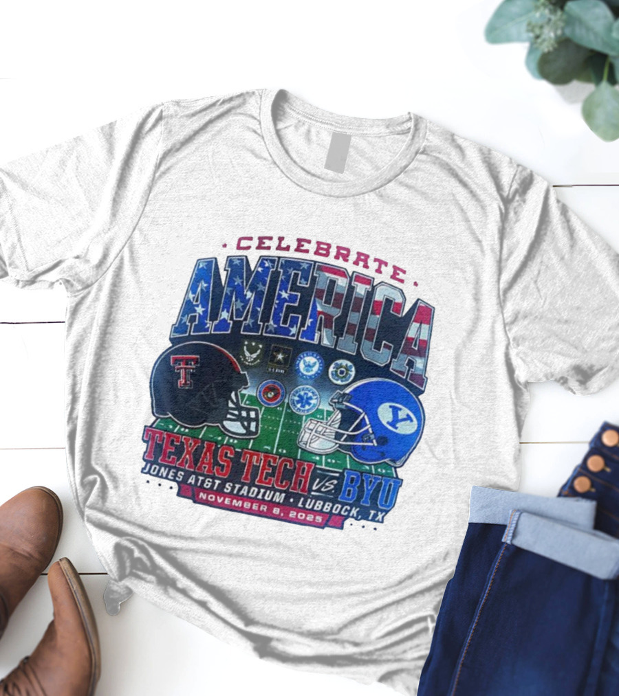 Celebrate America Texas Tech Vs BYU Jones AT&T Stadium Lubbock November 8 2025 T-Shirt