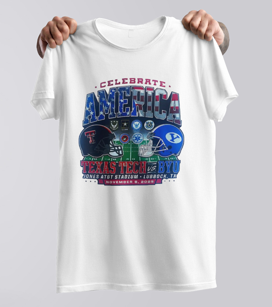 Celebrate America Texas Tech Vs BYU Jones AT&T Stadium Lubbock November 8 2025 T-Shirt