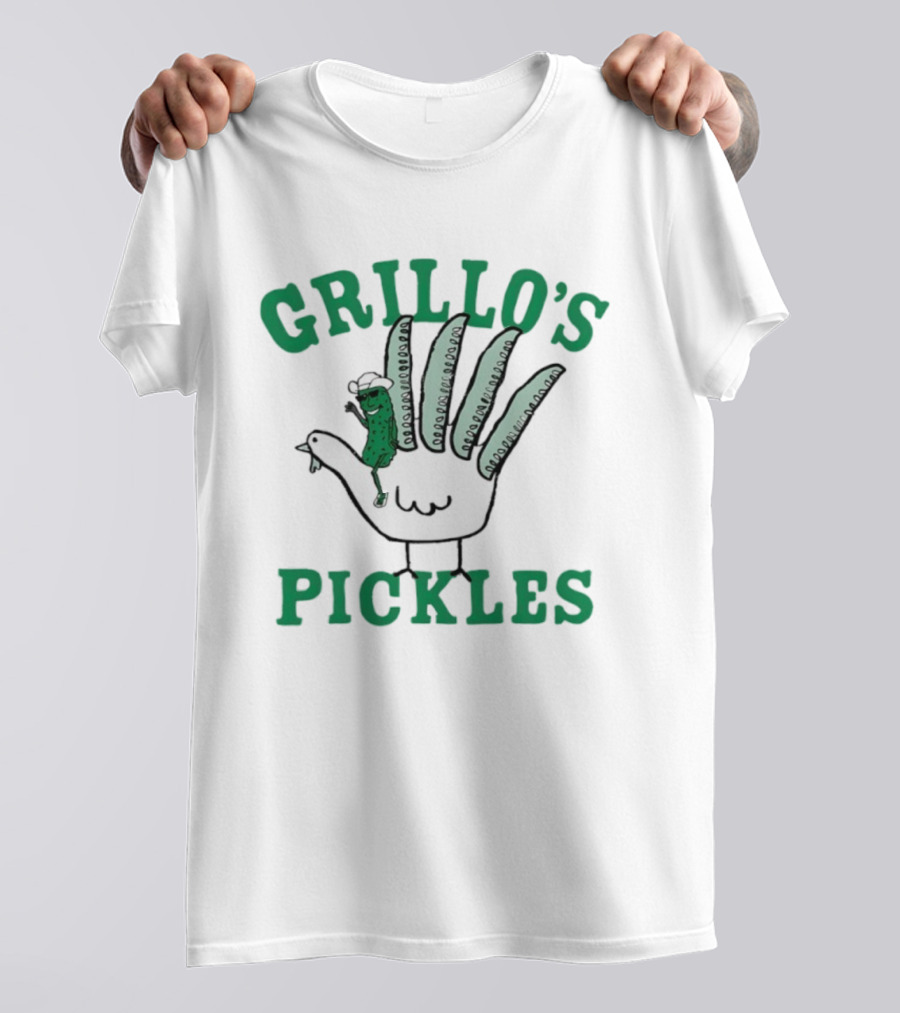Grillo's Pickles Thanksgiving Hand Turkey Design T-Shirt