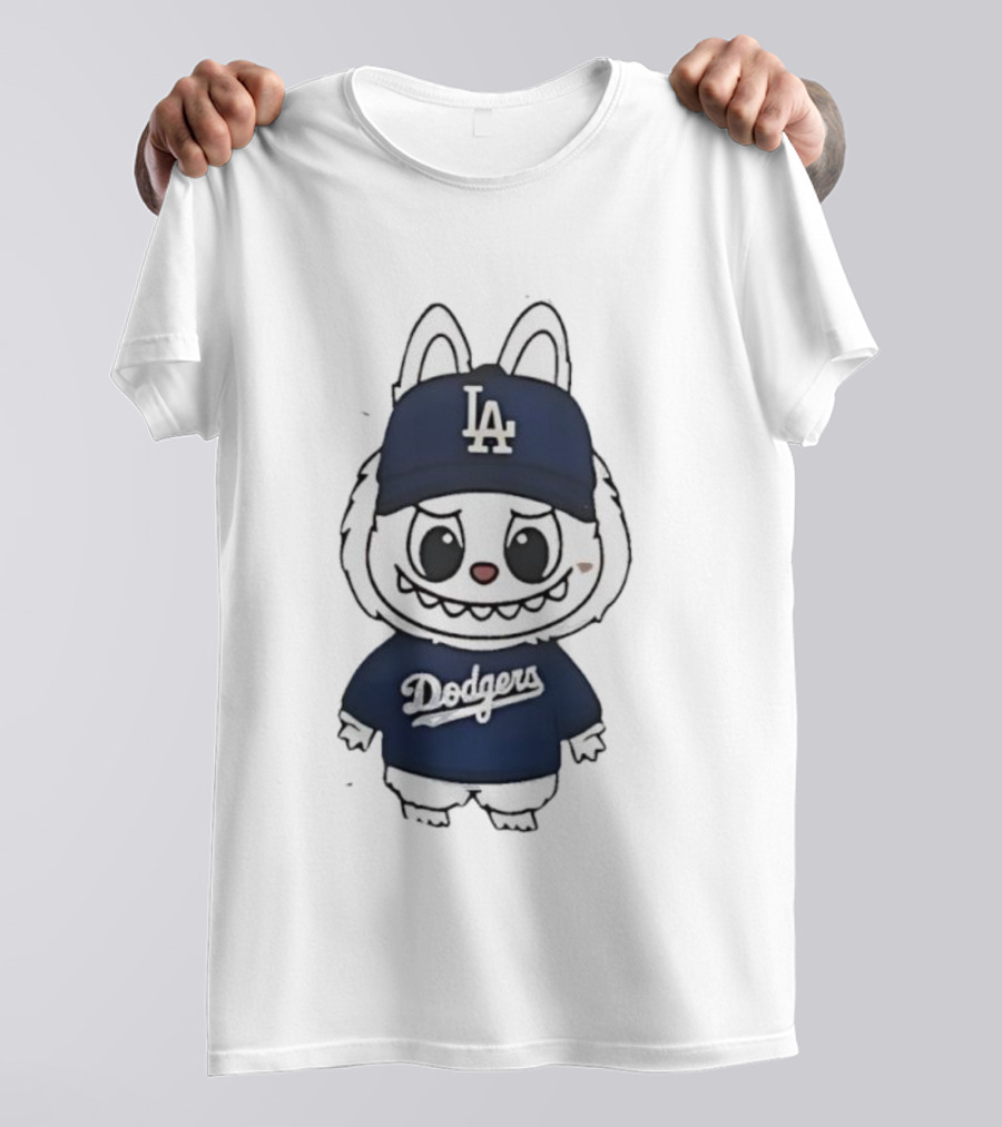 Labubu In Dodgers Gear Los Angeles Dodgers Hat And Outfit T-Shirt