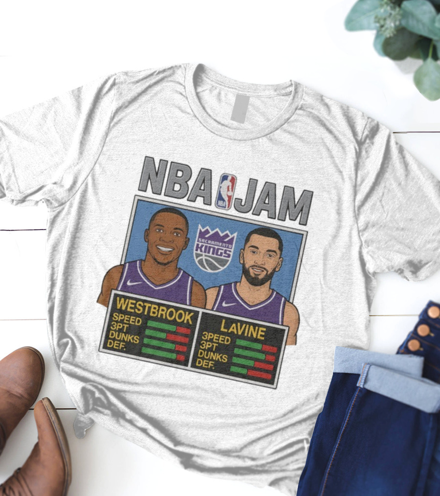 NBA Jam Westbrook LaVine Sacramento Kings Speed 3PT Dunks DEF T-Shirt
