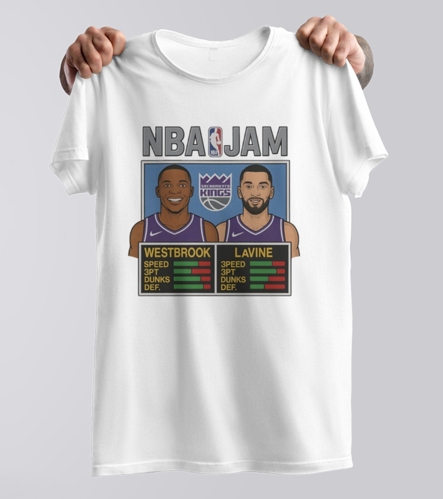 NBA Jam Westbrook LaVine Sacramento Kings Speed 3PT Dunks DEF T-Shirt