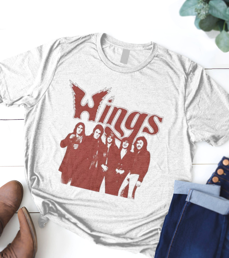 Wings Band Silhouette With Winged Font T-Shirt