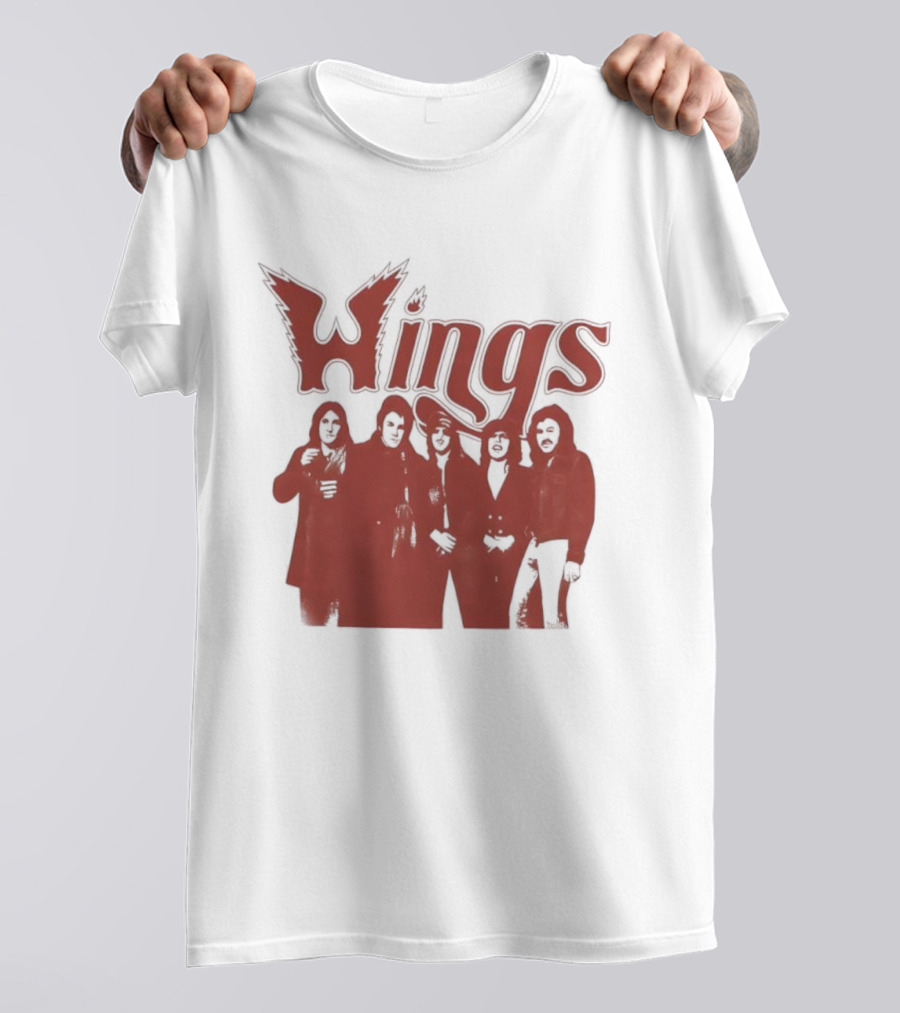 Wings Band Silhouette With Winged Font T-Shirt