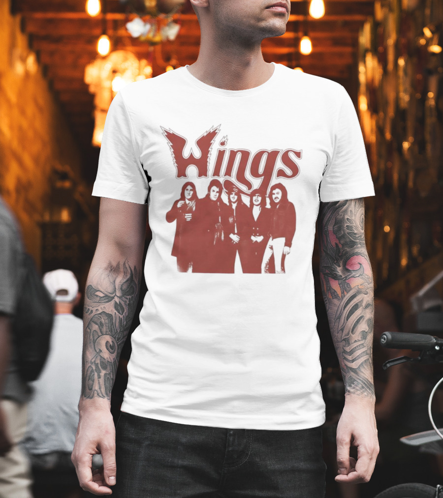 Wings Band Silhouette With Winged Font T-Shirt