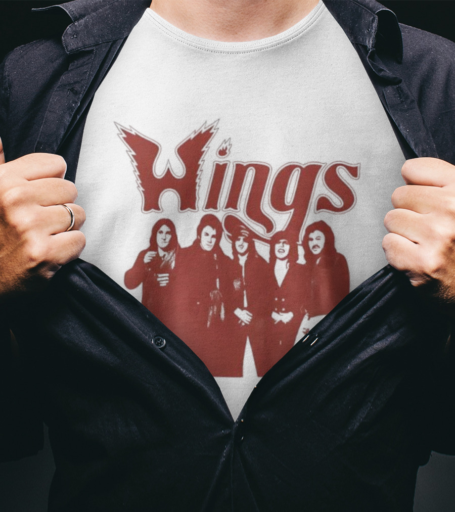 Wings Band Silhouette With Winged Font T-Shirt