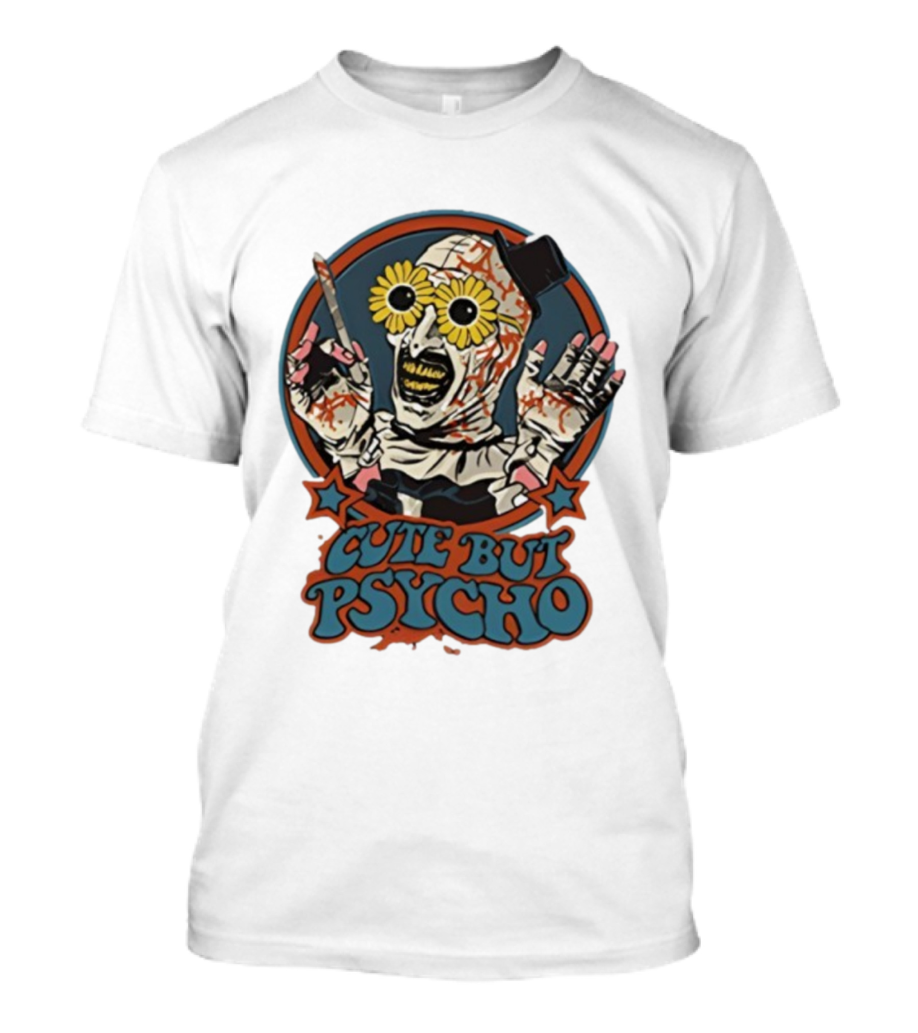 The Clown Cute But Psycho Creepy Knife Wielding Flower Eyed Jester T-Shirt